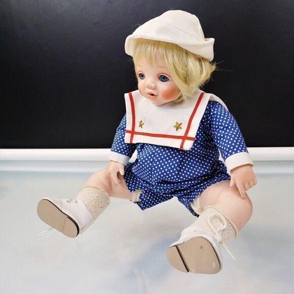 Vintage Porcelain Doll Child With Sailors Clothing - Picture 6 of 8